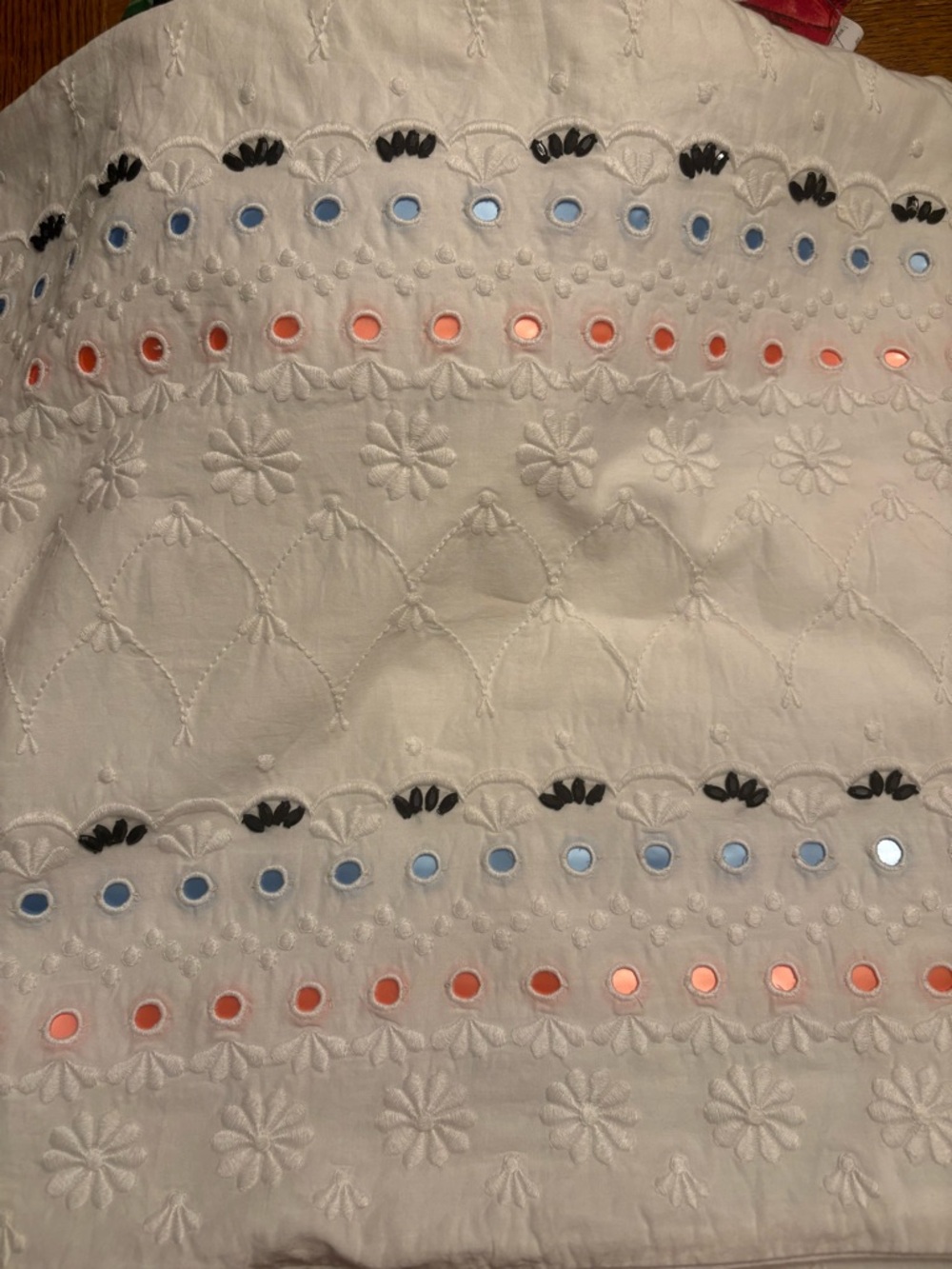 Embroidered Eyelet White Cotton pillow covers